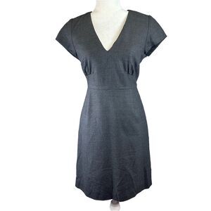 J.CREW Factory Wool‎ Blend V-Neck Black Cap Sleeve Career Dress Size 8 Workwear
